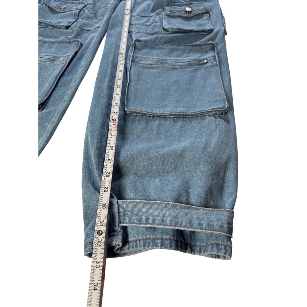 Women's Oversized Denim Cargo Light Wash Blue Jeans Pants Size 9 Cotton NWOT - Picture 5 of 9